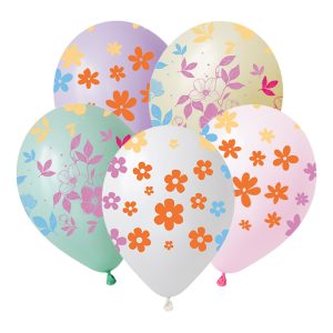 V 12 Цветы, Ассорти Пастель Макаронс, 5 ст. / 50 шт. /, Латексный шар (РОССИЯ)