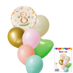 Набор шаров "8 марта" 7 в 1 / 7 воздушных шаров / 1 набор /