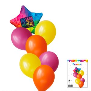 Набор шаров "Поздравляем Яркий" 7 в 1 / 7 воздушных шаров / 1 набор /