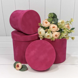 Коробки Цилиндр Набор 1/3 18*17 "Бархатный" Малиновый 1/12