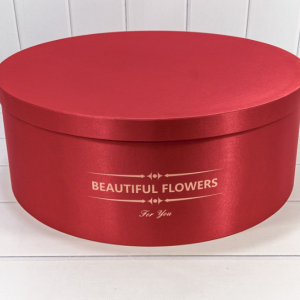 Коробка Круглая 52*19,5 см., с атласной тканью, Красный