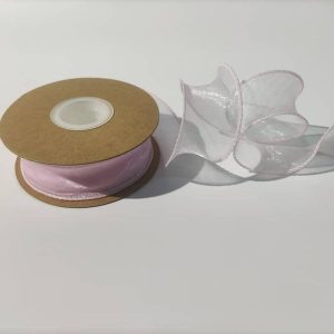 Лента органза, однотонная, 4cmx10yards, цв.розовый