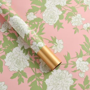 Упак. материал флористическая пленка "Пионы", 65 мкр, 57 см х 10 м, розовый