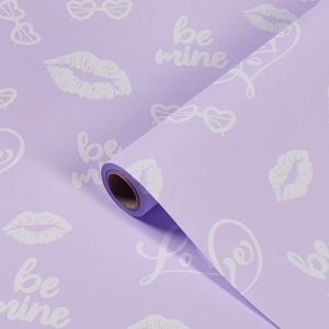 Упак. материал флористическая пленка "Поцелуй", 65мкр, 58 см х 10 м, пастельно-сиреневый