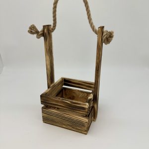 Ящик квадрат 14*14см., с веревкой, обожженный