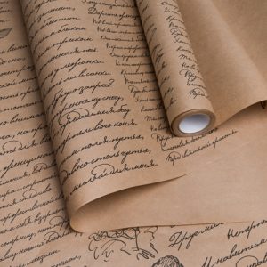 Бумага крафт 70см/м2, 70см*10м, Пушкинские строки, черный