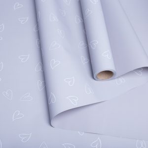 Пленка матовая 65мкм 58см х 10м сердечки серый туман