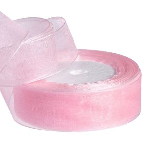 Лента органза,25mmx25yards, цв.нежно-розовый