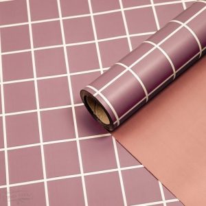 Пленка матовая двусторонняя Клетка Кремовый хаки/Персиковый 58см*10м 02