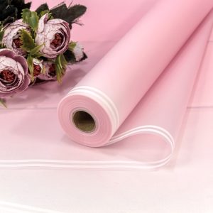 Плёнка 58 см 800 г матовая с двойной белой полосой 55мкм Серовато-розовый 4262