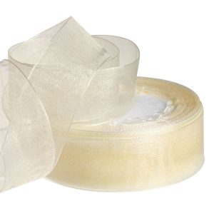 Лента органза,25mmx25yards, цв.кремовый