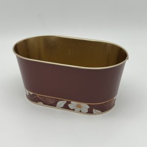 Декоративное овальное кашпо 19.5X11.5XH9 см. бордо. металл