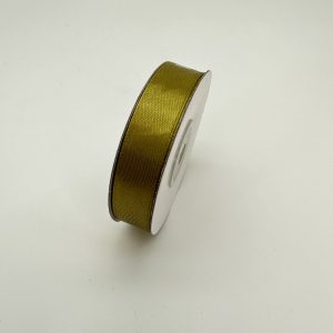 Лента атласная "Элит", на катушке (картон), односторонняя, 15 мм х 25 ярд, золот-оливк