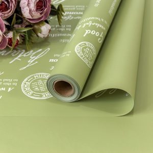 Плёнка 0,58*10м матовая с печатью "Good Luck" 65мкм Фисташковый 4019