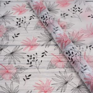 Упак. материал флористическая пленка "Цветущая магия" 50 мкр, 58 см х 10 м, розовый с черным