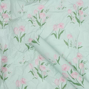 Упаковочный материал ТИШЬЮ "Тюльпаны", 50 см х 70 см, 20 листов/упак., мятный