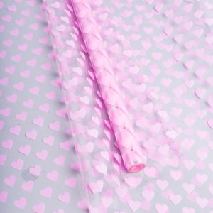 Пленка цветная Сердца15 70см розовый