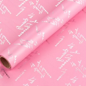 Упак. материал флористическая матовая пленка "Красота цветов", 55 мкр, 58 см х 10 м, нежно-розовый