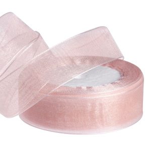 Лента органза,25mmx25yards, цв.пудра