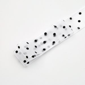 Лента "ГОРОШЕК" полиэстр 25мм*30ярд, белый/черный