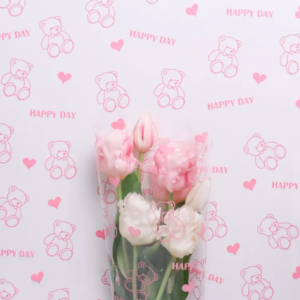 Пленка цветная Мишки 70см розовый туман