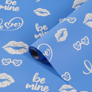 Упак. материал флористическая пленка "Поцелуй", 65мкр, 58 см х 10 м, голубой