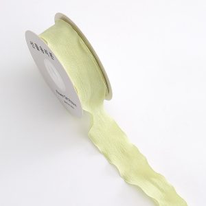 Лента плиссированная с оборками, однотонная, 40mmx10y, цв. салатовый