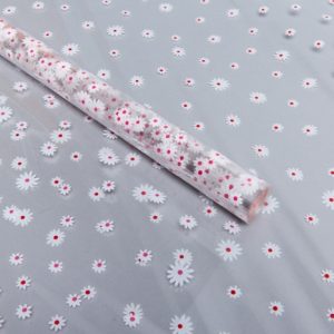 Пленка цветная Маргаритки 70см бело-красный