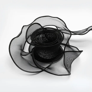 Лента органза, однотонная, 4cmx10yards, цв.черный