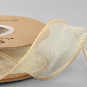 Лента органза, однотонная, 4cmx10yards, цв.кремовый