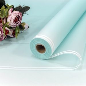 Плёнка 58 см 800 г матовая с двойной белой полосой 55мкм Голубой 4279