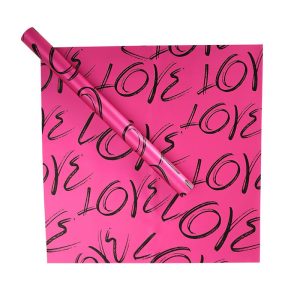 SALE Упаковочная бумага "Love is all", 50см*58 см, 20 листов/упак., фуксия