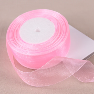 Лента органза,25mmx25yards, цв.розовый