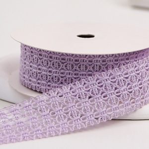 Лента декоративная "Ажурное плетение", полиэстер, 25 мм х 13 ярд., сиреневый