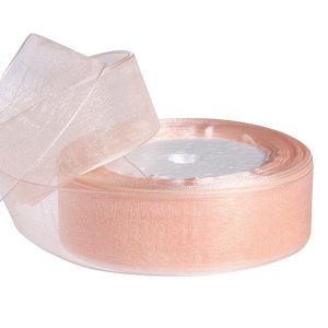 Лента органза,25mmx25yards, цв. персиковый