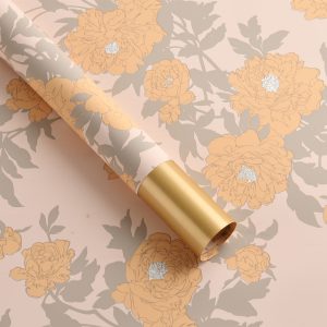 Упак. материал флористическая пленка "Пионы", 65 мкр, 57 см х 10 м, бежевый