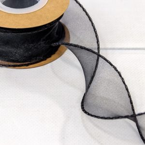 Лента Органза с леской 4см*10ярд Чёрный 3128