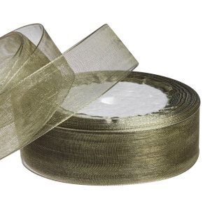 Лента органза,25mmx25yards, цв.хаки