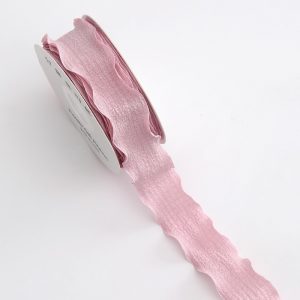 Лента плиссированная с оборками, однотонная, 25mmx10y, цв. розовый