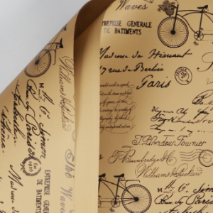 Упак. материал флористическая пленка "Винтажный велосипед", 65 мкр, 58 см х 10 м, крафт