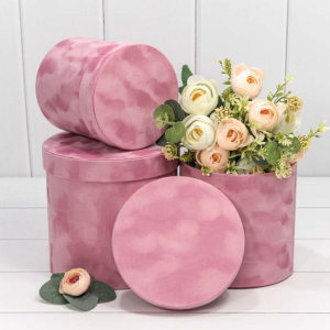 Коробки Цилиндр Набор 1/3 18*17 "Бархатный" Розовый 1/12