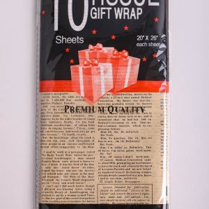 Бумага тишью Газета 50х66см,10 лист черный на бежевом