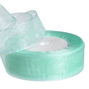 Лента органза,25mmx25yards, цв.аквамарин