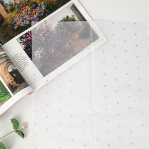 Тишью Бумага "Горошек", 20 листов в упаковке, 20 грамм, 50cmx70cm, цв. серебро на белом