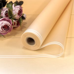 Плёнка 58 см 800 г матовая с двойной белой полосой 55мкм Бледный оранжево-желтый 4309