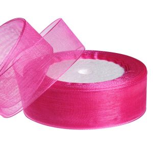 Лента органза,25mmx25yards, цв.фуксия