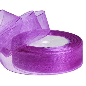 Лента органза,25mmx25yards, цв. ярко-сиреневый