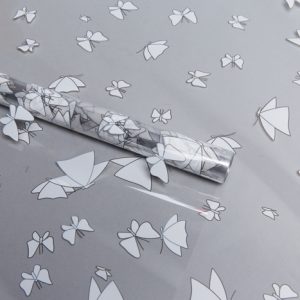 Пленка цветная 60см Мотыльки белый