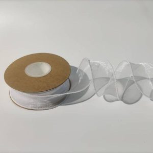 Лента органза, однотонная, 4cmx10yards, цв.белый