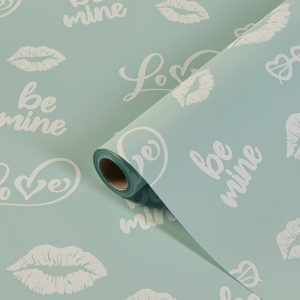 Упак. материал флористическая пленка "Поцелуй", 65мкр, 58 см х 10 м, пастельно-голубой